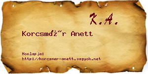 Korcsmár Anett névjegykártya