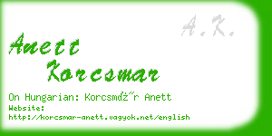 anett korcsmar business card